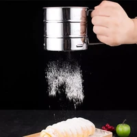 new stainless steel flour sifter fine mesh powder flour sieve icing sugar manual sieve cup kitchen gadget baking pastry tools ga
