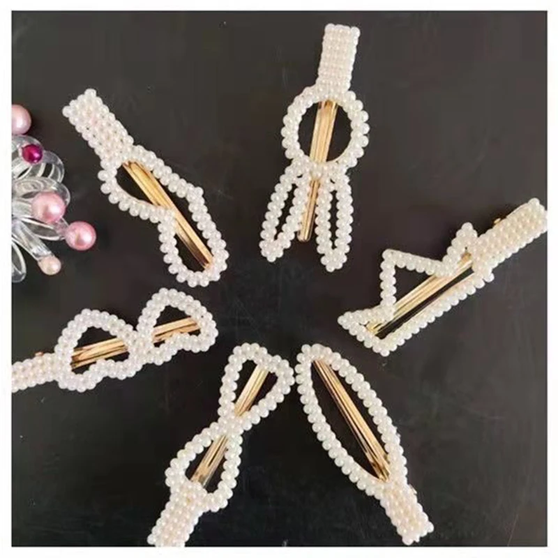 

Женские заколки для волос с имитацией жемчуга, корейские женские заколки для волос для девушек, геометрические заколки для волос, модные аксессуары для волос