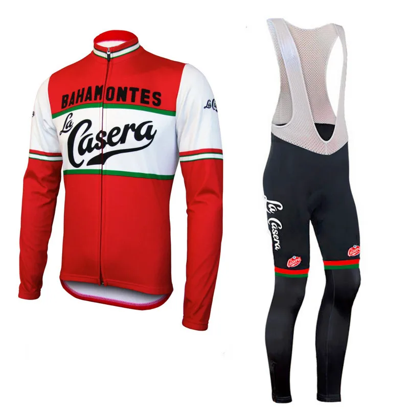 

SPRING SUMMER La Casera Bahamontes TEAM RETRO CLASSIC Cycling Jersey Long Sleeve Bicycle Clothing With Bib PANTS Ropa Ciclismo