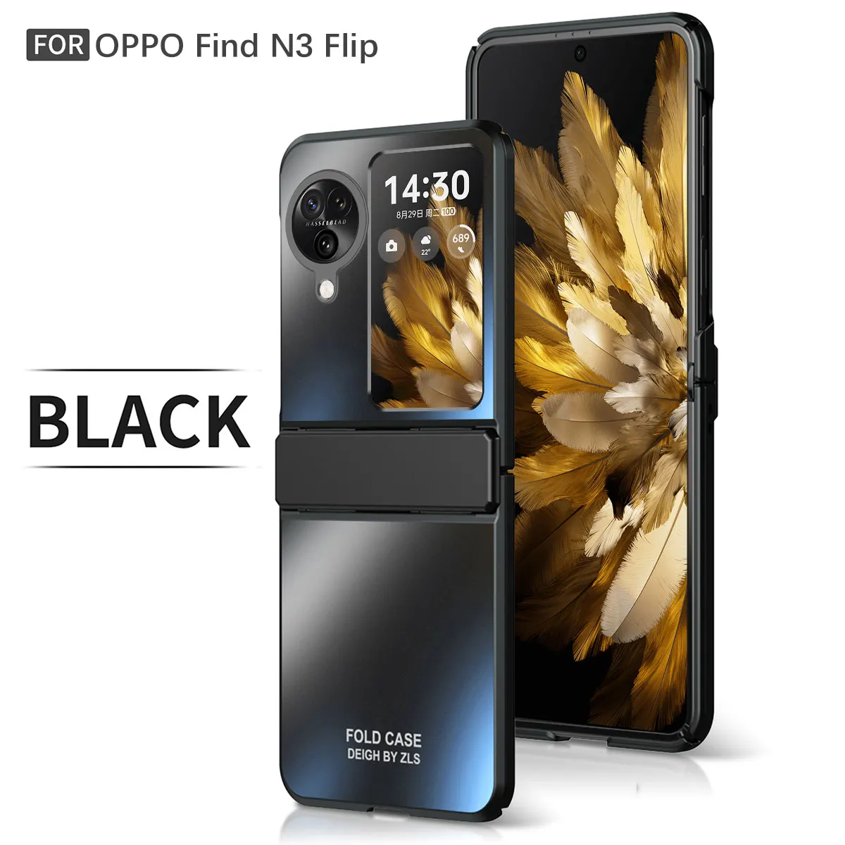 

For OPPO Find N3 Flip Case Solid Color Electroplating Colorful All-inclusive Folding Hinge Shockproof Hard Back Case Accessories