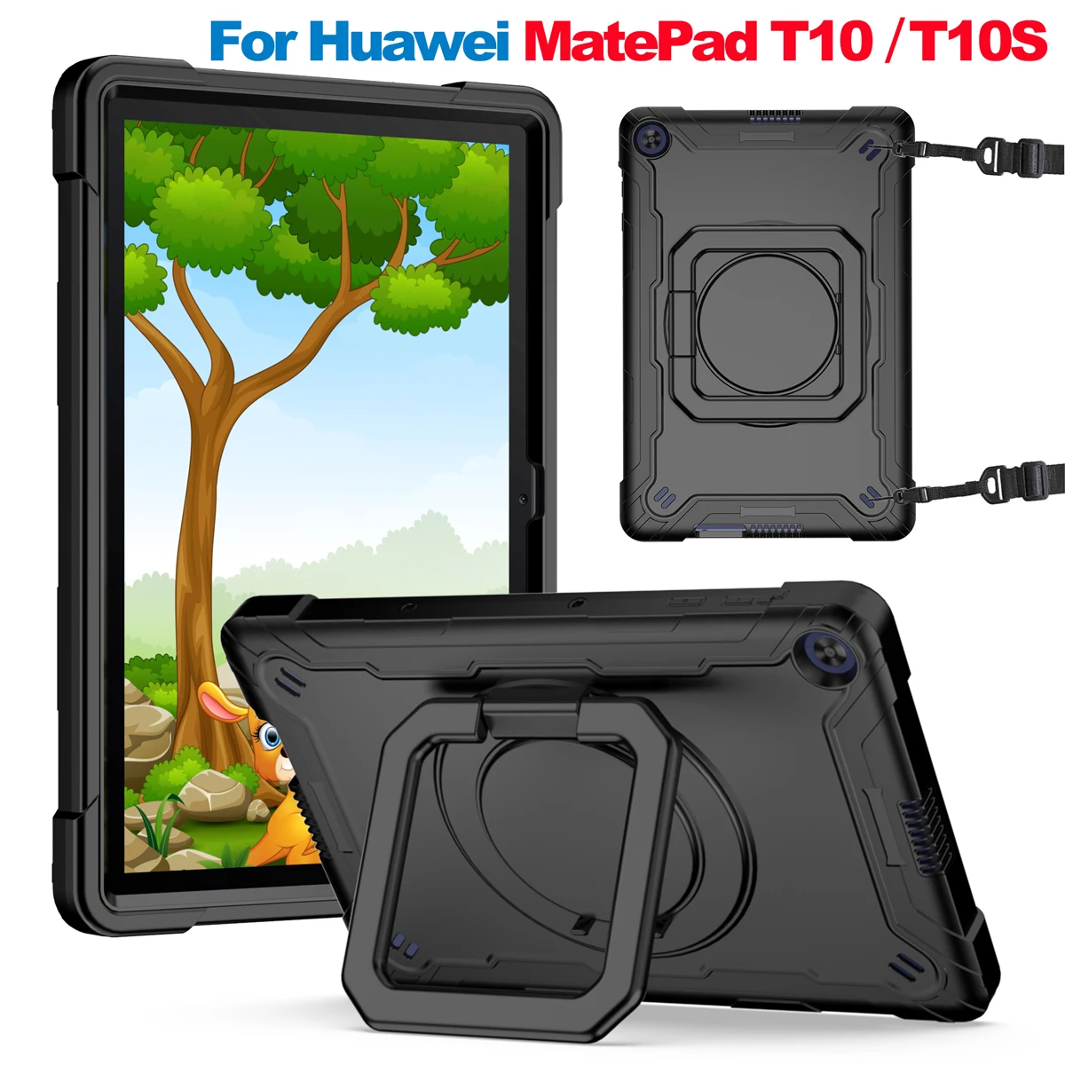 

Case For Huawei MatePad T10 9.7 inch Heavy Duty Silicone Hard Stand Shockproof Cover For Matepad T10S 10.1inch Tablet Armor Case