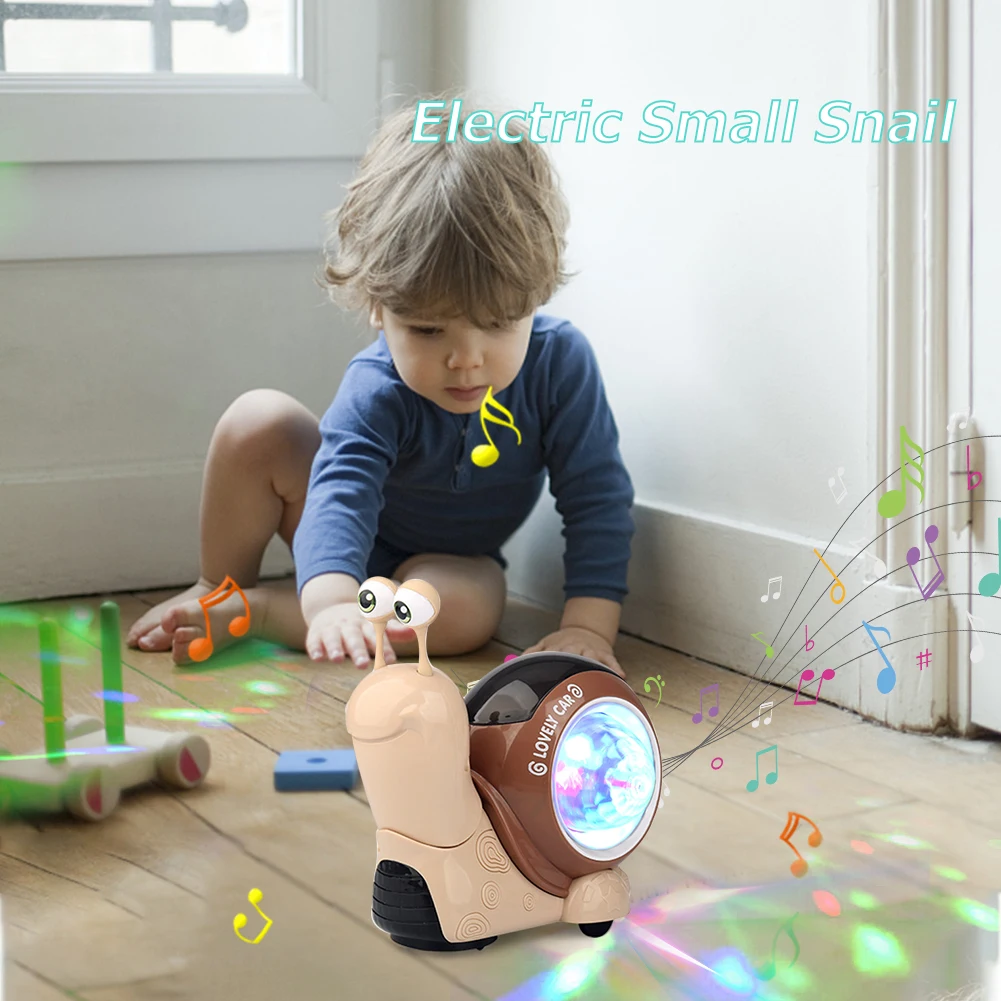 

Cartoon Snail Baby Toys Battery Powered Plastic Walking Toys Hand-eye Coordination Early Educational Toys Music Light for Infant