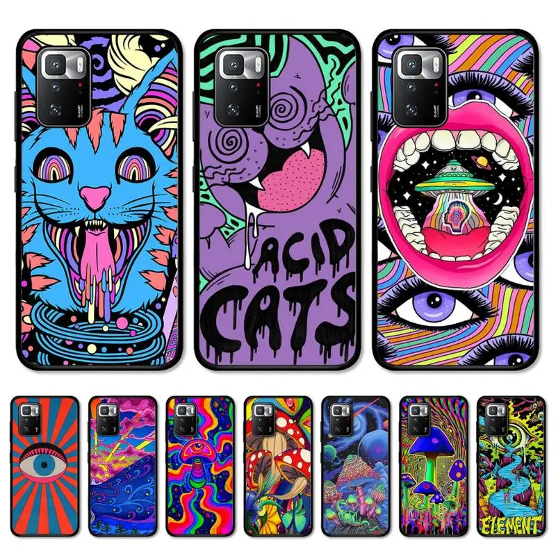 

Colourful Psychedelic Trippy Art Phone Case for Redmi 5 6 7 8 9 A 5plus K20 4X 6 cover