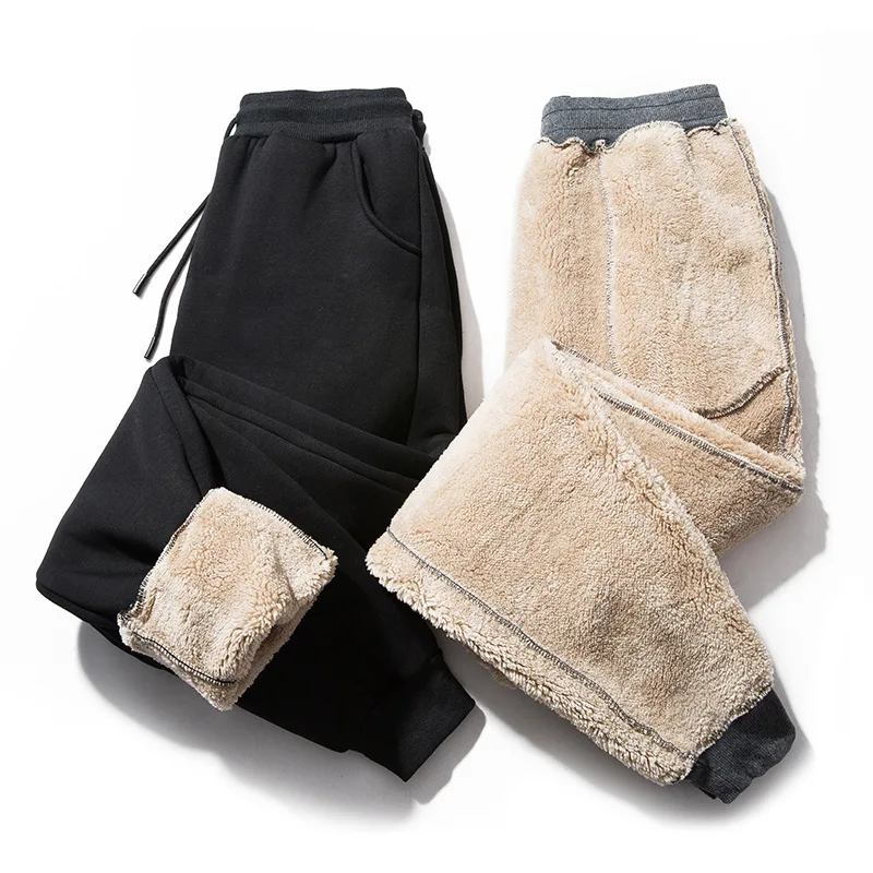 

Men's Pants Thicken Plush Autumn Winter Warm Fleece Solid Color Fashion Casual Joggers Trousers Streetwear Male Sweatpants 4XL