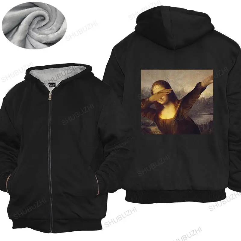 

Cotton warm coat Men winter zipper Tops Unisex Dabbing Mona Lisa Dab Hiphop Classic Art Gioconda winter jacket plus size