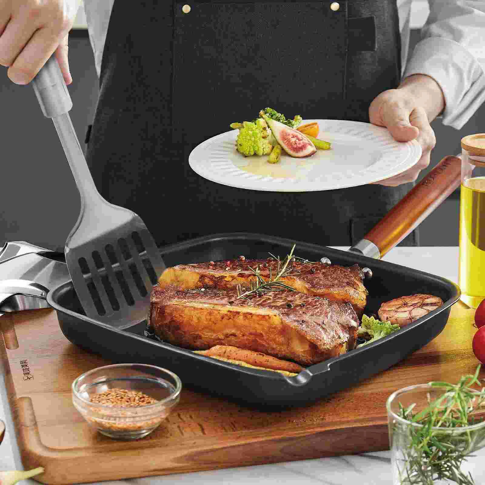 

6pcs Stainless Steel Cooking Utensils Set with Storage Stand Rack Incliuding Spatula Turner Soup Ladle Skimmer Spoon Spaghetti