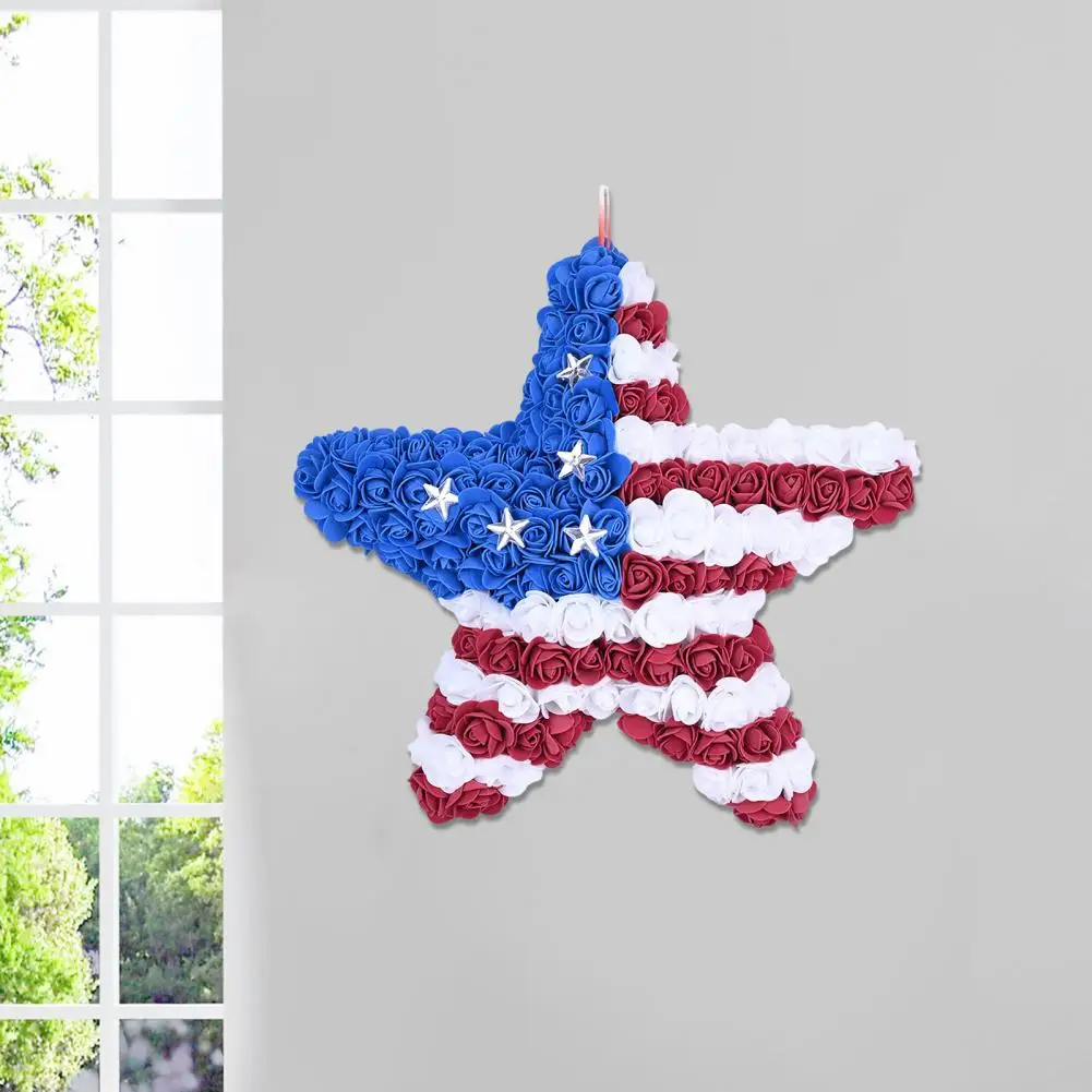 

Decoration Colorful Red Blue White Star Patriotic Wreath Holiday Accessory