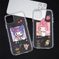 cute cartoon kuromi my melody phone case transparent for iphone 13 12 11 pro max mini xs max 8 7 plus x se 2020 xr cover