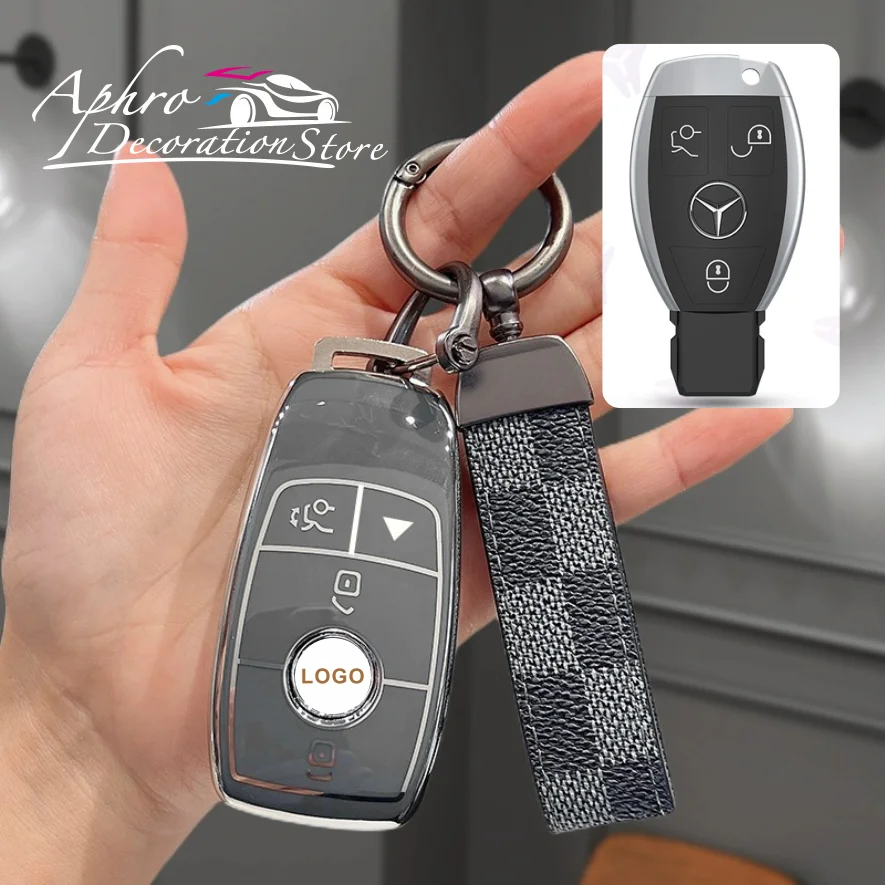 

4 Buttons Keyless Remote Key TPU Car Key Cover for Mercedes Benz e c Class e300l c260l a200l Glc Gla Glb220 Key Case Fob Cover