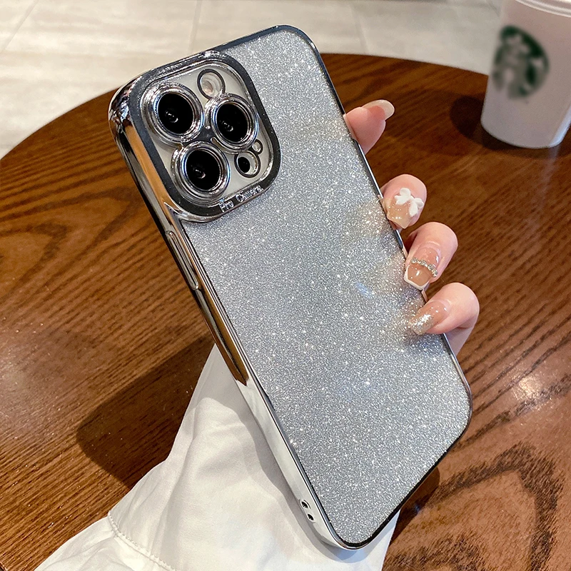 

Full Cover Plating Case For iPhone 11 13 12 Cool Glitter Coque For iPhone 12 13 Pro Max 11 Plated Luxury Case Anti-knock Funda