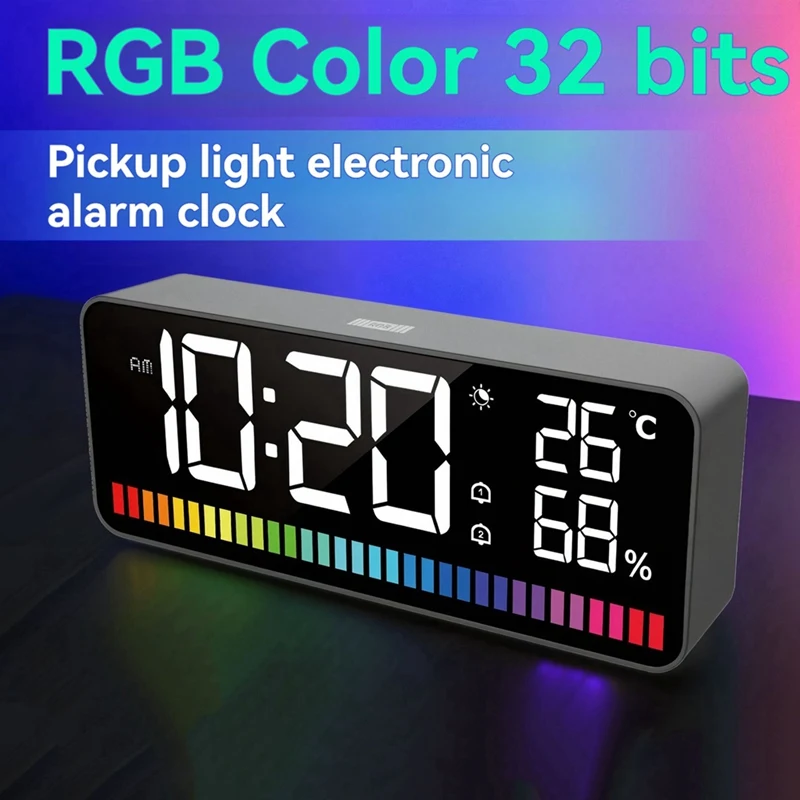 Светодиодный будильник звукосниматель спектра электронные часы функция