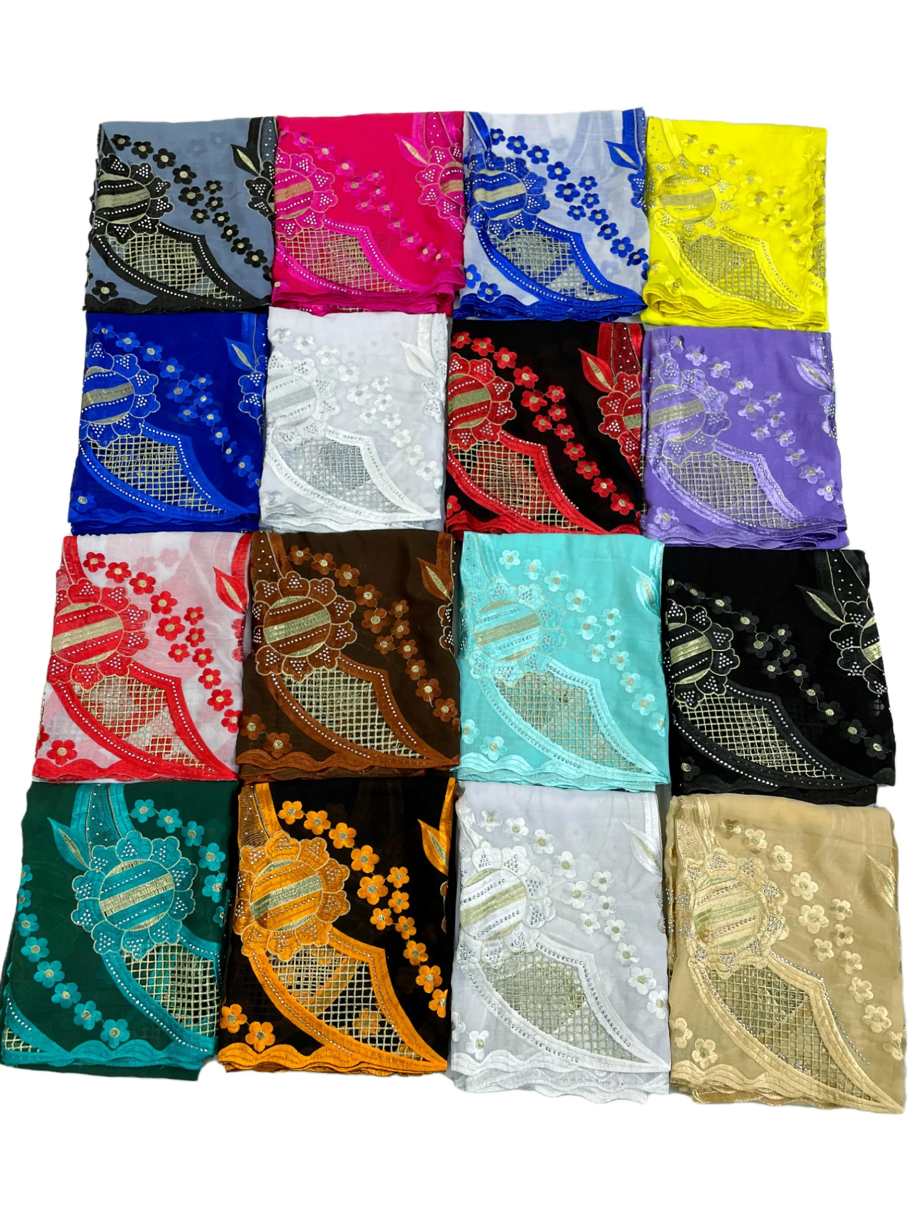 Новинка 2022 Африканский женский шарф из 100% хлопка Дубай полый вышитый хиджаб