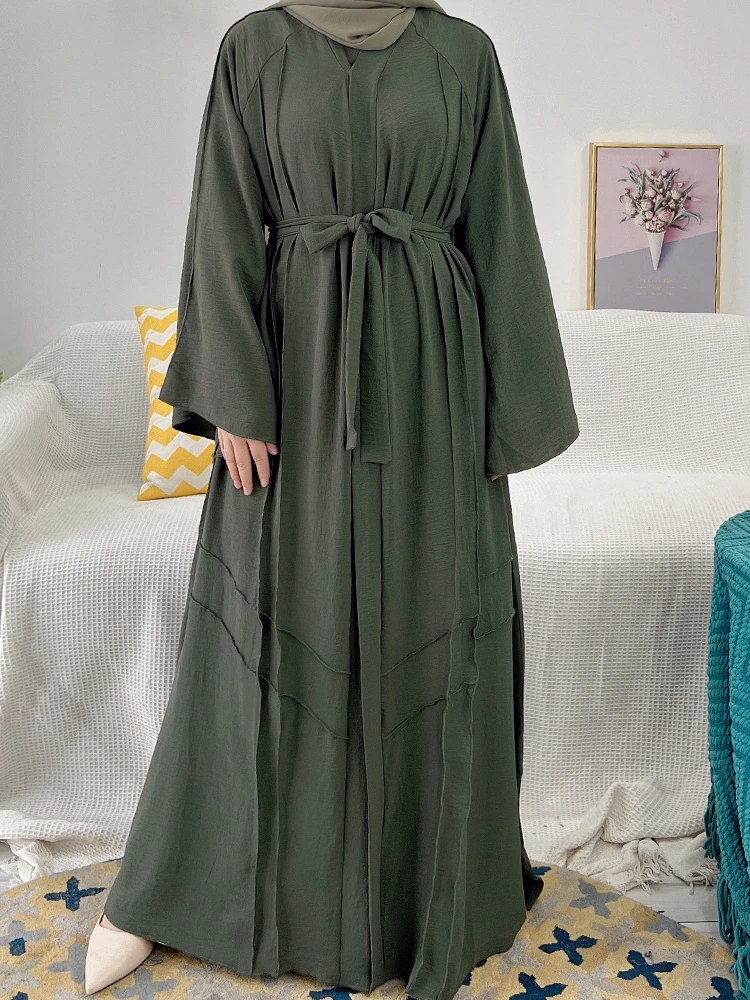 

Turkey Muslim Dress Women Abaya Kaftans Evening Dresses Woman Dubai Morocco Lace-up Abayas Islam Long Dress Robe Femme Vestidos