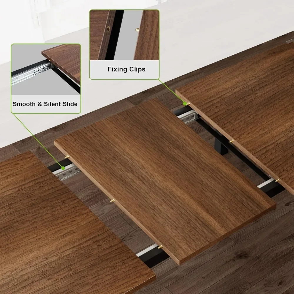 Стол для 4-8 человек выдвижной 63 дюйма с 2 скамейками и квадратными табуретами