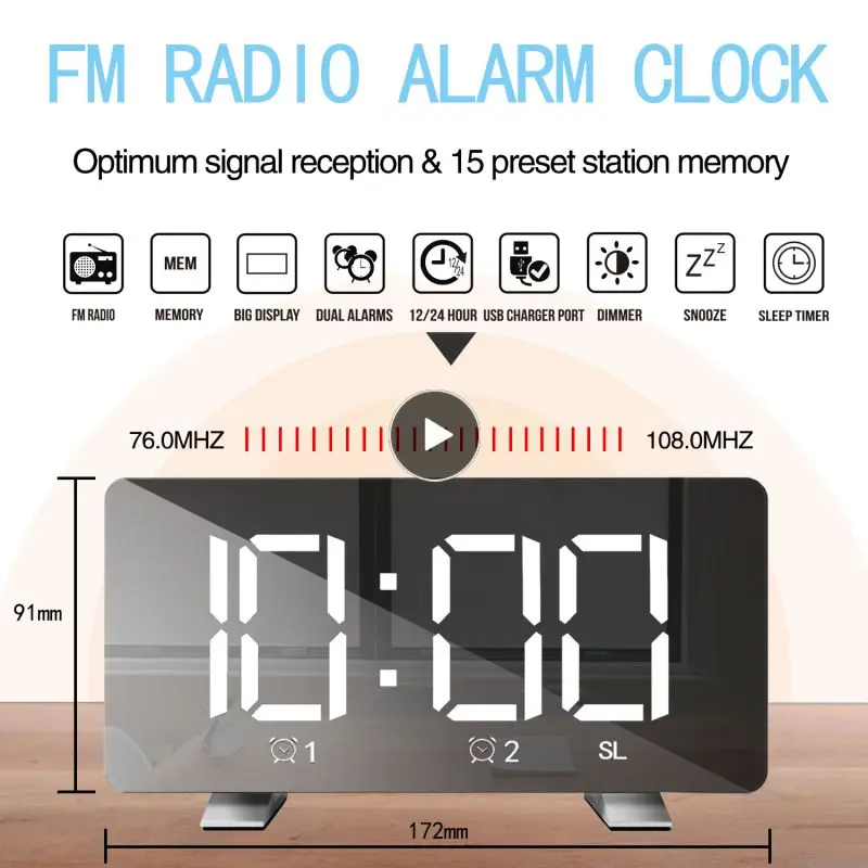 

Snooze Electronic Clock Plastic Portable Wireless Speaker Creative High Quality Fashion New Led Radio Alarm Clock 5v1a