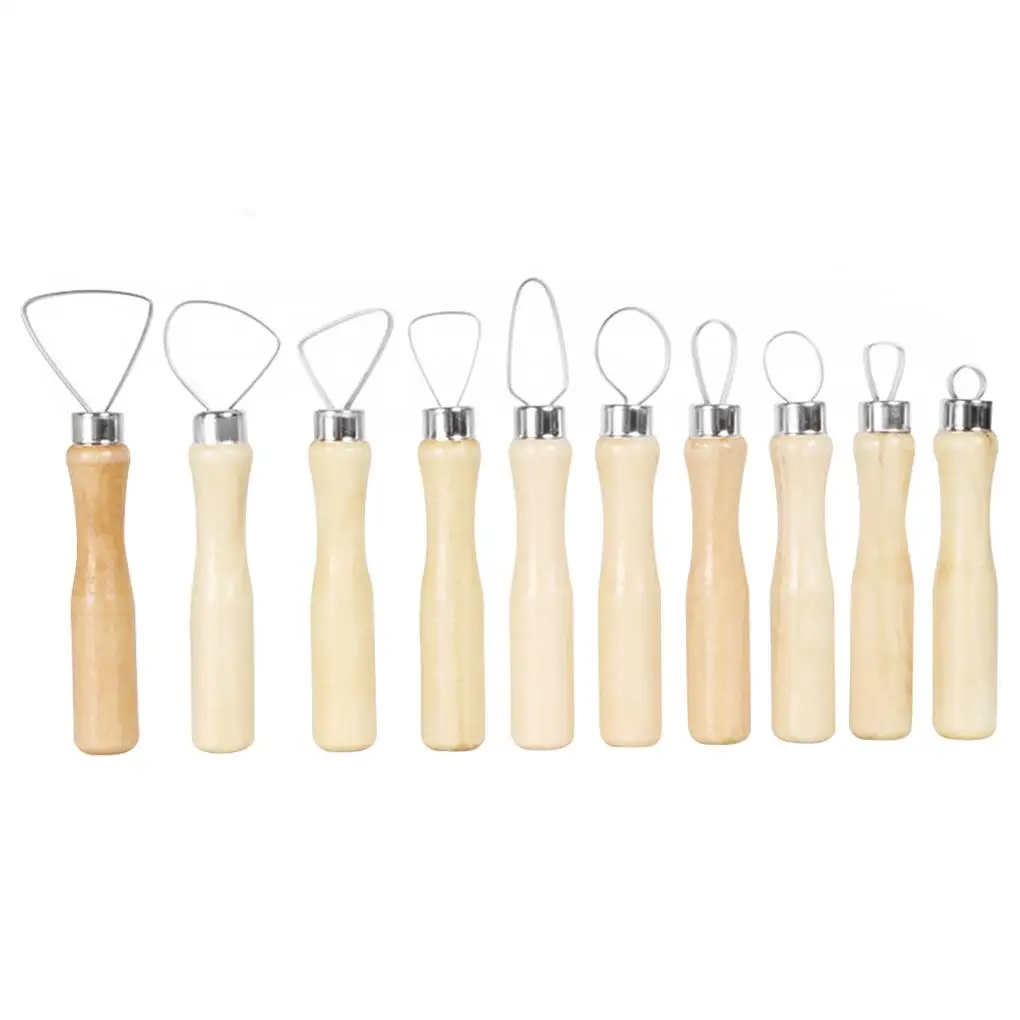 

10Pcs Pottery Clay Sculpting Tools Kit Wooden Modeling Scraper Stainless Steel DIY Repair Slicer Manual Clay Sculpture Tools