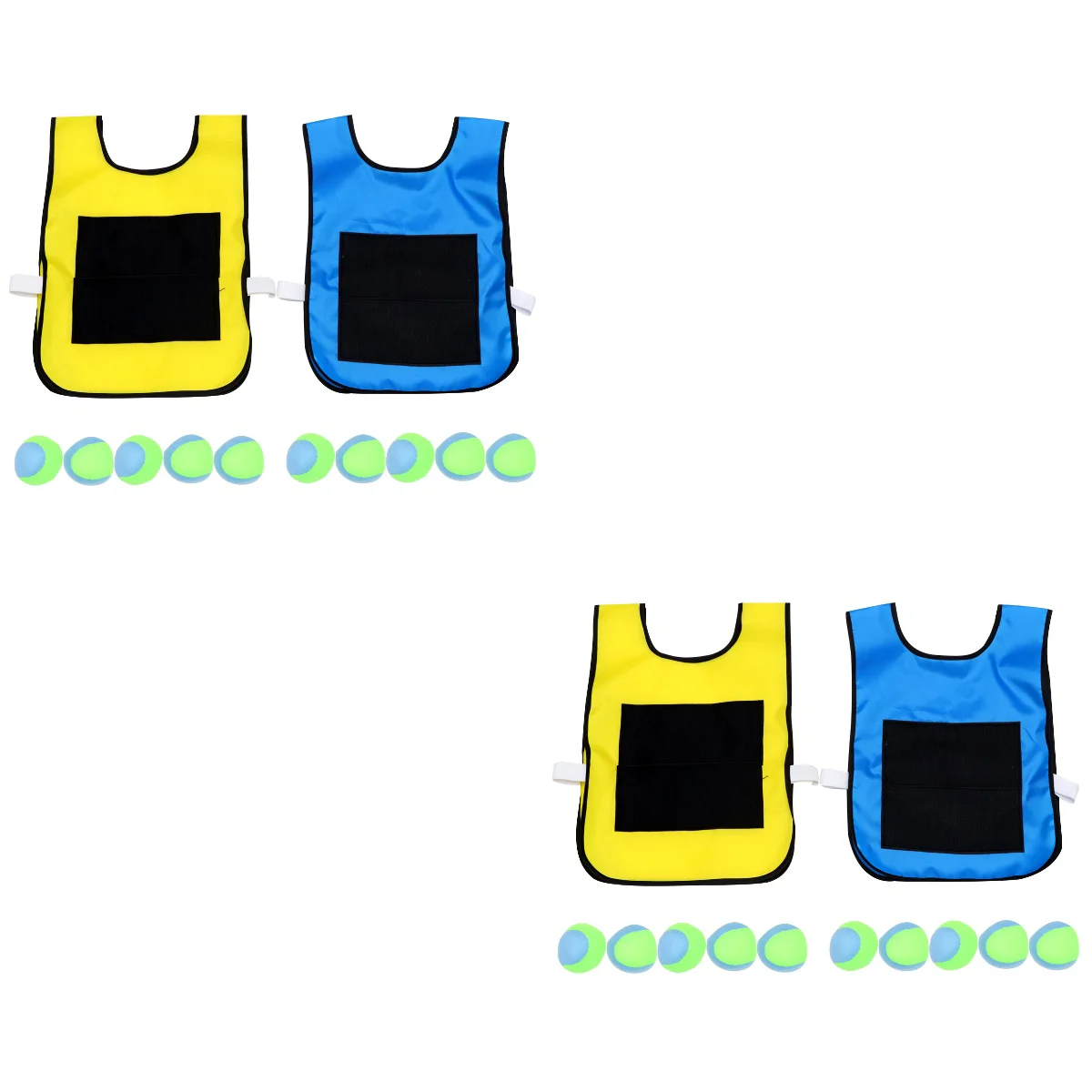 

2 Sets Children Sticky Ball and Vest Game Props Sticky Ball Vest Group Plaything for Home School (Blue, Yellow Vest and 10 Pcs