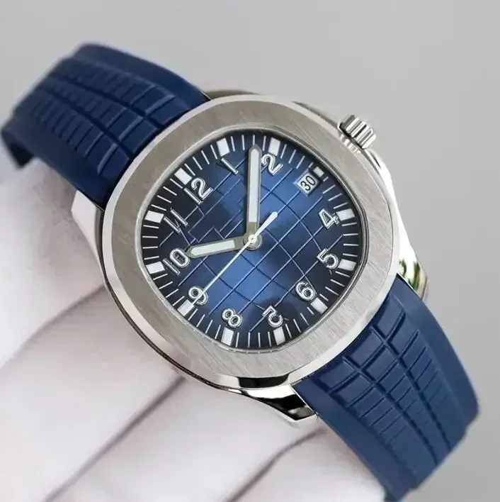 Фото Роскошные мужские автоматические механические часы AQUANAUT 5167A, спортивные часы из нержавеющей стали, черный, синий, с резиновым ремешком №1