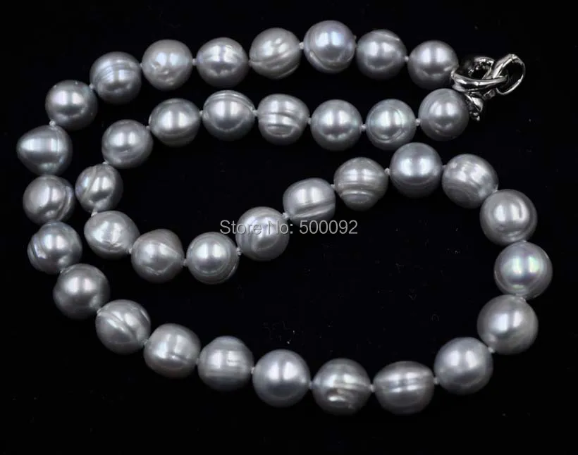 

Free shipping 17" 10-11mm gray cultured freshwater pearl necklace