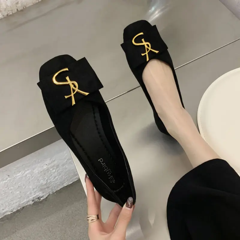 YS Flat Sole Single Shoe Women's 2023 Spring New Korean Version Versatile Internet Red Shallow Cut Flat Sole One Foot Lazy Shoes