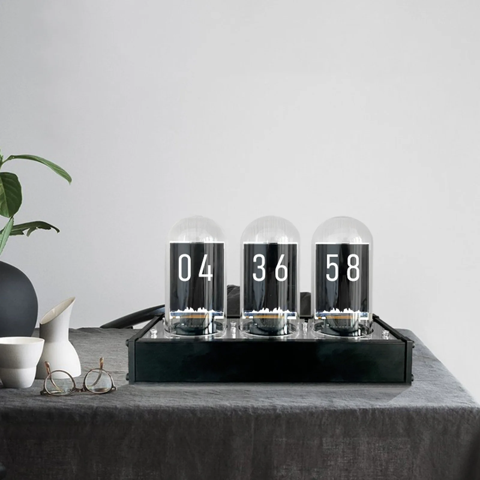 Модернизированные Современные часы в стиле арт-деко, IPS Nixie Tube, большой дисплей, измеритель уровня звука, подарки «сделай сам», алюминий, черный