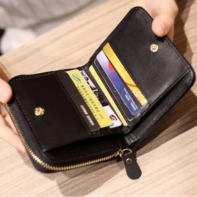 Short Wallets PU Leather Female Plaid Purses Nubuck Card Holder Wallet Fashion Woman Small Zipper Wallet With Coin Purse