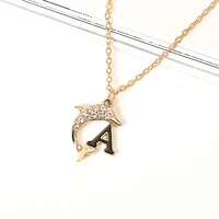 1pcs dolphin letter a alloy rnecklace for women o chain letter animal jewelry daily fashion girls giftswholesale