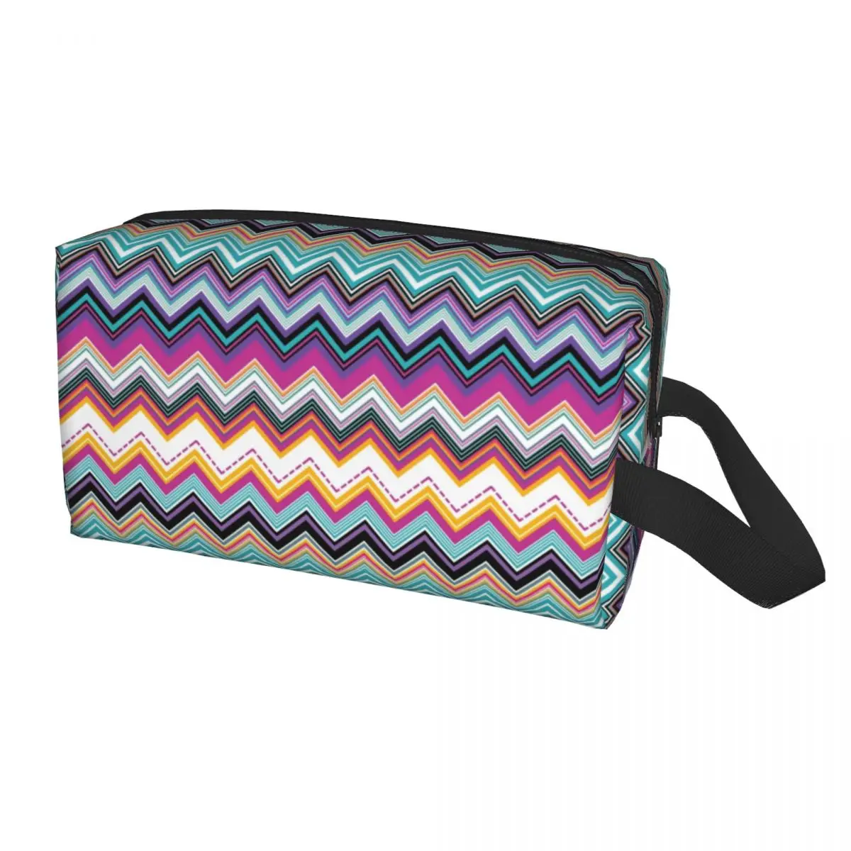 

Color Layers Zig Zag Cosmetic Bag Women Kawaii Big Capacity Bohemian Camouflage Modern Makeup Case Beauty Storage Toiletry Bags