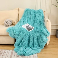 plush double layer sofacover blanket encryption fluff solid color tie dye european and american style wool blanket multi purpose