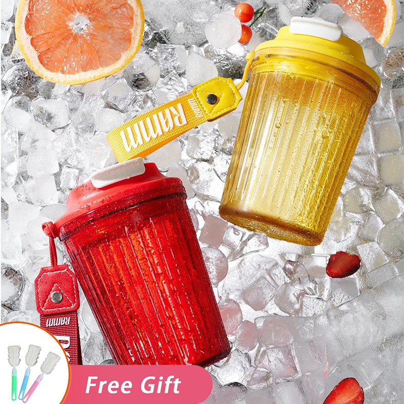 

Cute Water Bottle For Girl 450ml Creative Coffee Mug Sport Drinking Plastic Tumbler Summer Travel Kettle Portable Kid Kawaii Cup