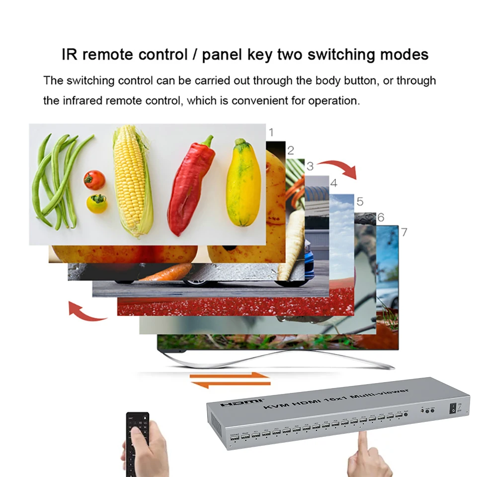 Фото 1080P USB KVM 16x1 HDMI Поддержка мыши Клавиатура бесшовный переключатель 16 Way Multiviewer разделитель экрана на 1 ТВ монитор №2