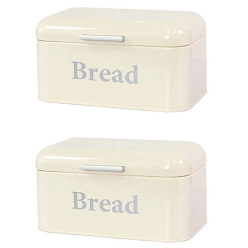 

2 шт., винтажный шкаф для хлеба, Железный контейнер для закусок, настольный пыленепроницаемый контейнер для хранения, белый ящик для хранения