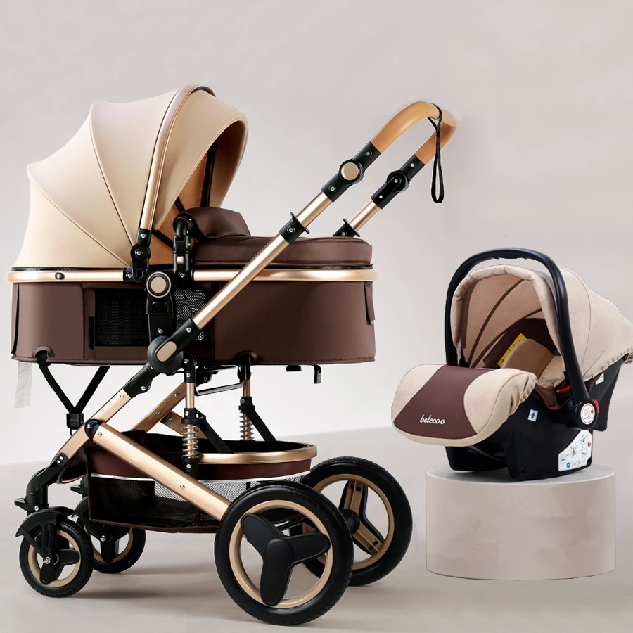 

2022 High Landscape Baby Stroller 3 in 1 With Car Seat and Stroller Luxury Infant Stroller Set Newborn Baby Car Seat Trolley