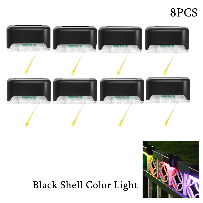 

8Pcs Fence Stair Solar Power Lamps Outdoor IP65 Waterproof LED Guardrail Step Lightings Courtyard Wall Lights Garden Decoration