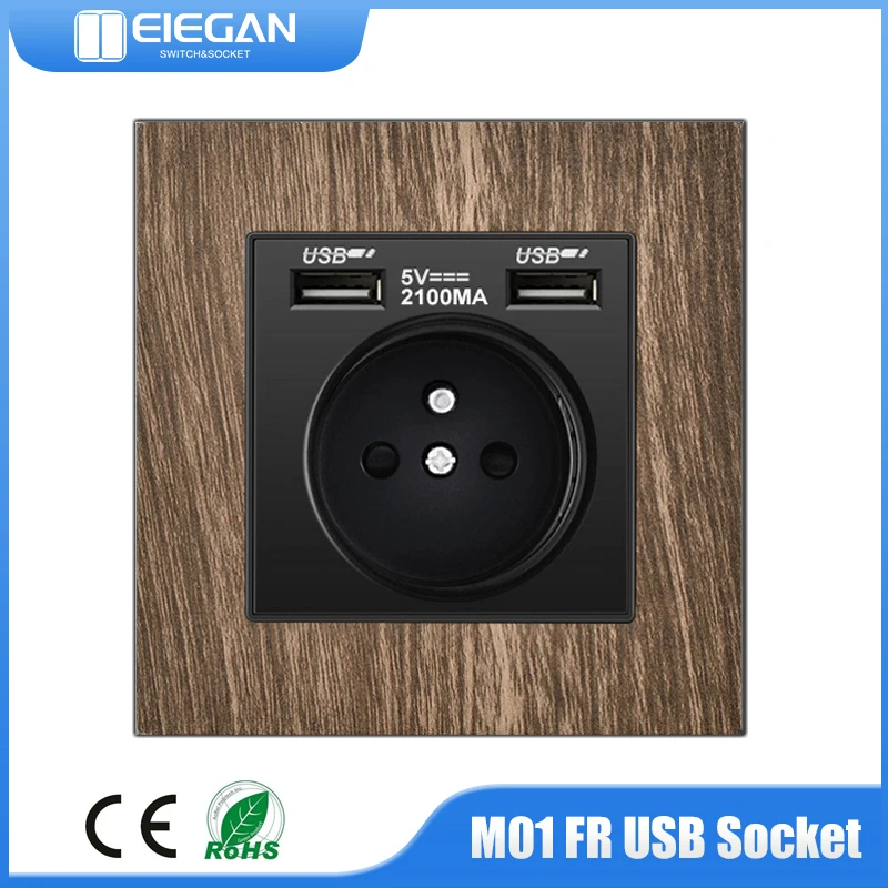 

PSSRISE FR Wall USB Power Socket AC110-250V 16A Wood Grain Aluminum Alloy Living Room Bedroom Wall Embedded Panel Socket 86*86mm