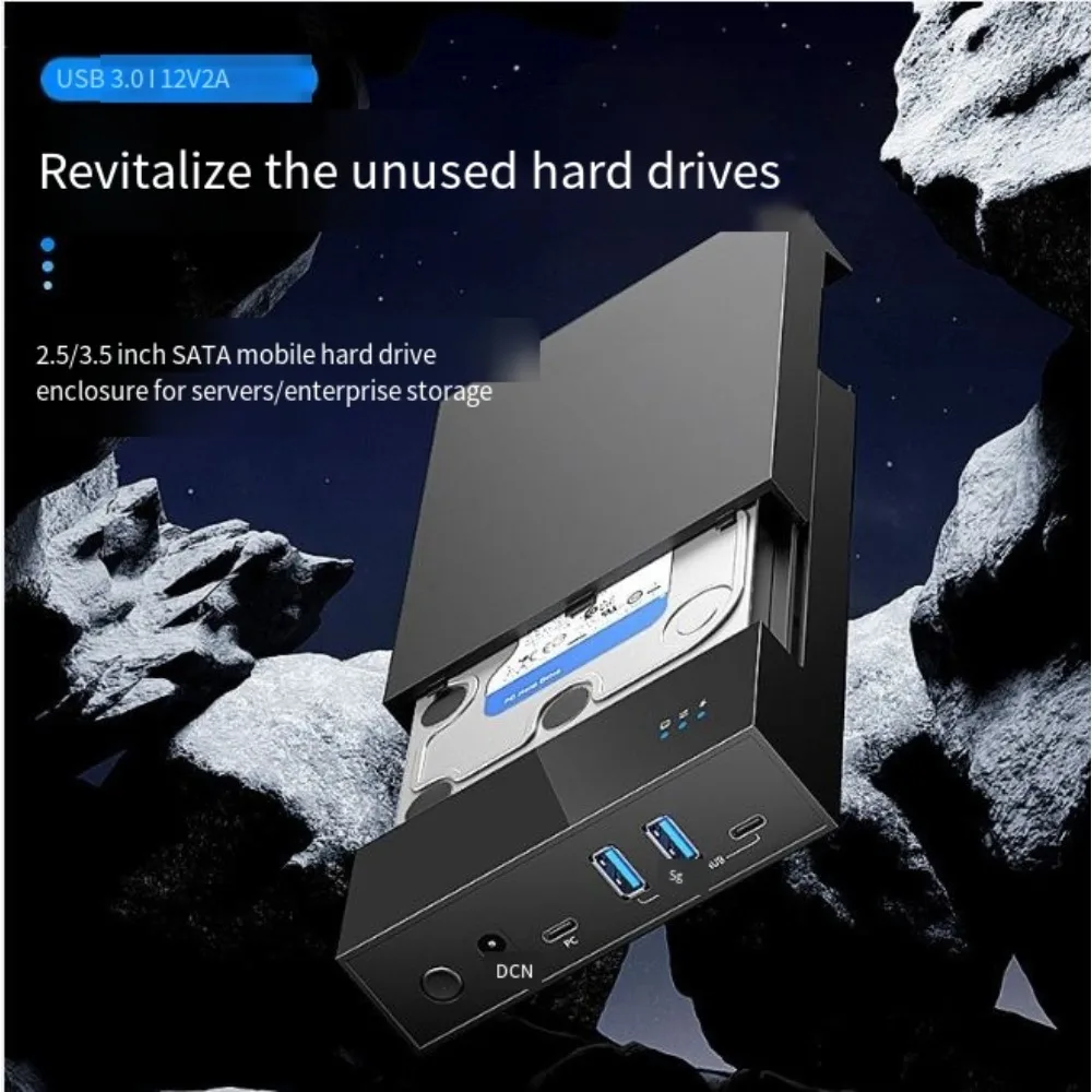 Фото Корпус для жесткого диска SATA 3,5 дюйма с USB3.0 HUB 2A+1C, для SSD/HDD 2,5/3,5 дюйма, объемом до 24 ТБ, внешний дисковод для настольного ПК. №1