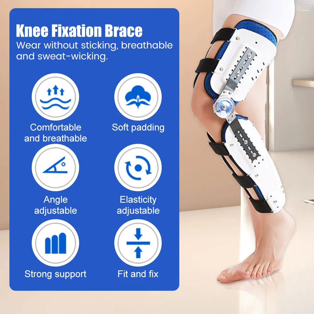 Knee Joint Fixation Bracket Adjustable Hinged Knee Patella Brace Injury Recovery Knee Orthosis Brace and Leg Support Lower Extre