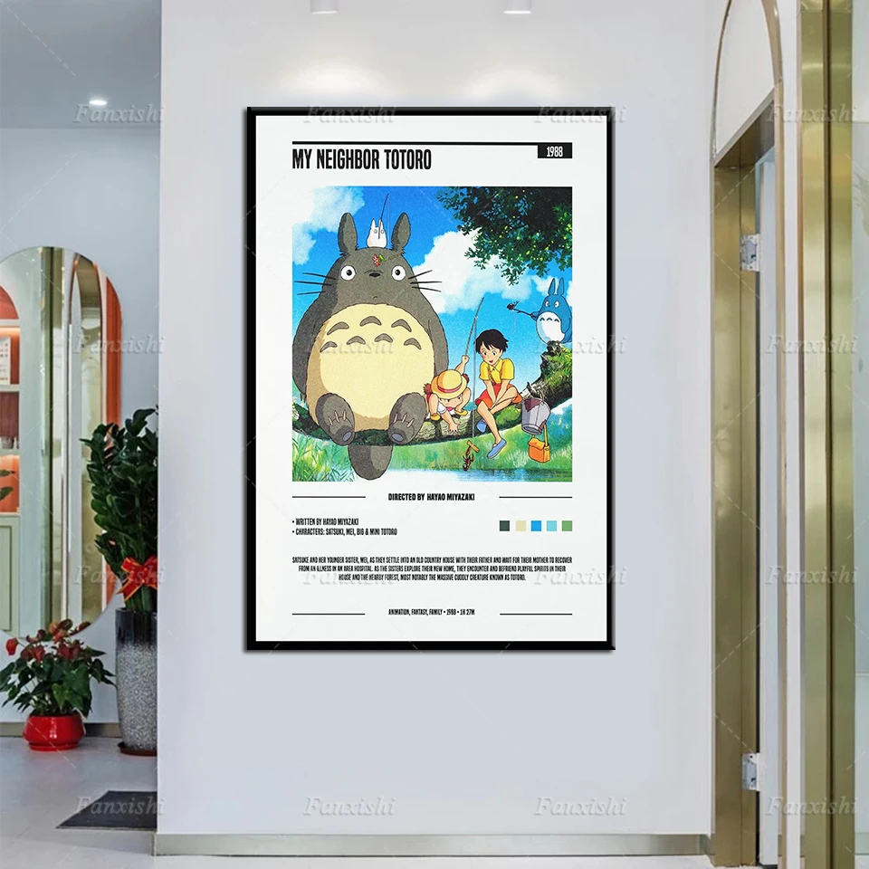 

My Neighbor Totoro Movie Poster Studio Ghibli Poster Hayao Miyazaki Wall Art Prints Canvas Painting Home Living Room Decor Gift