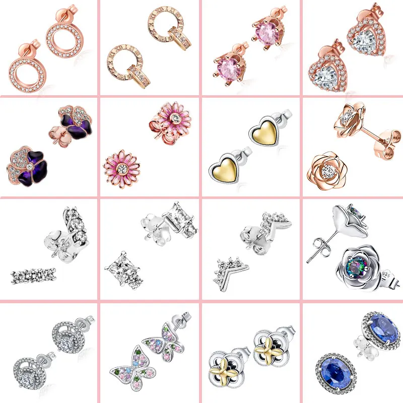 

925 Sterling Silver Daisy Flower Crown Series Earrings For Women Pendientes Plata De Ley 925 Original Brand Earring Jewelry