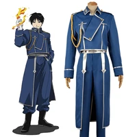 anime fullmetal alchemist cosplay roy mustang costumes military uniform suit coat pants apron