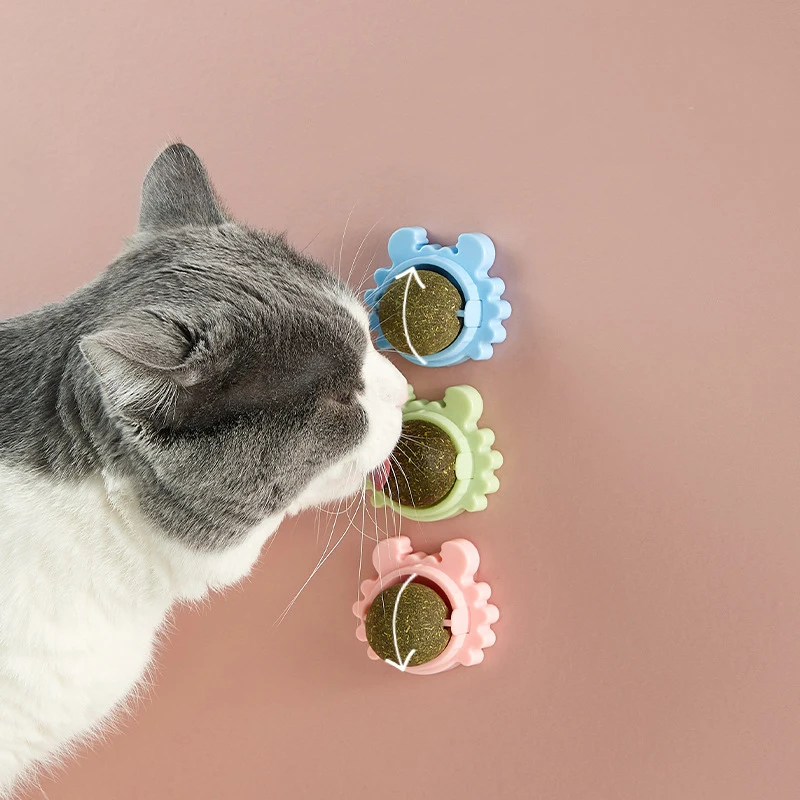 

Healthy Cat Catnip Toys Ball Cat Candy Edible Licking Snacks Nutrition Catnip Snack Rotatable Treats Energy Ball Kitten Supplies