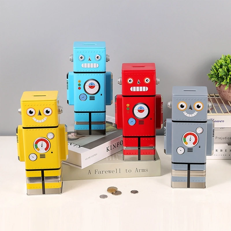 Cute Robot Coin Bank Box Cartoon Money Jar Saving Cash for Kids Adults Boys Girls Christmas Birthday New Years Day Gift