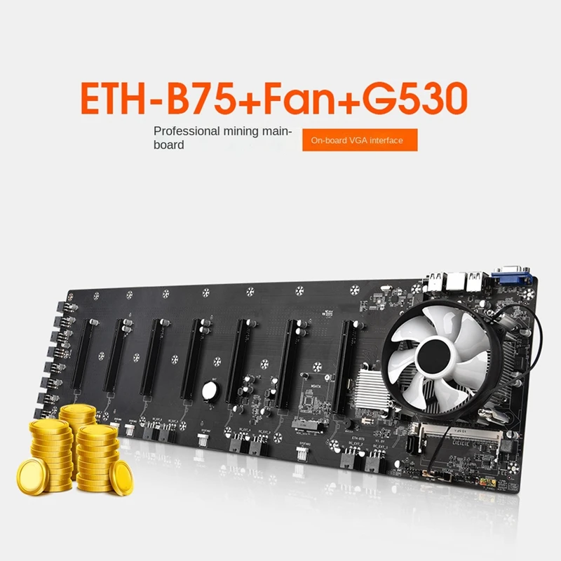 Семейная материнская плата для майнинга BTC с процессором G530 + вентилятор ЦП LGA1155 8