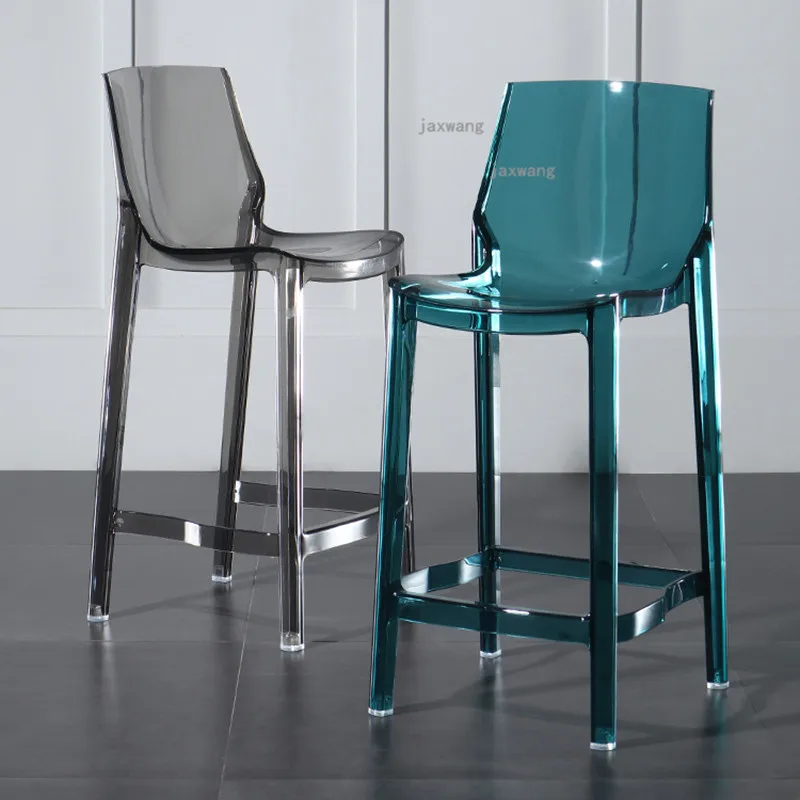 

Nordic Acrylic Kitchen Furniture High Bar Chairs Modern Transparent Hotel Bar Stool Creative Apartment Homestay Backrest Chair H