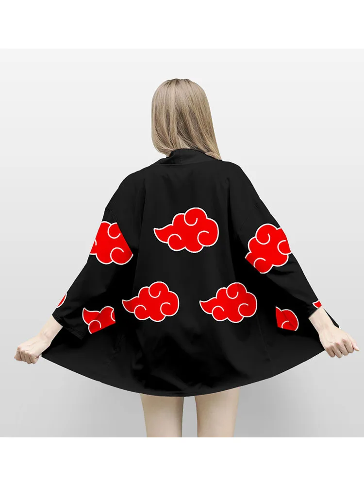Кимоно с красными облаками из аниме Наруто Узумаки Акацуки рубашка хаори юката