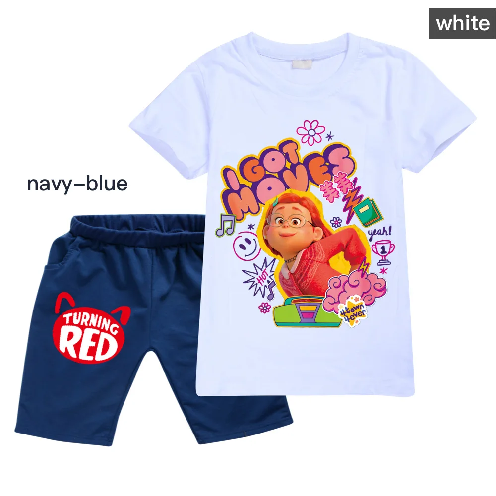 

Youtuber Turning Red Clothes Kids Funny Red Panda Mei T-shirt Shorts 2pcs Set Girls Summer Clothing Sets Toddler Boys Sportswear