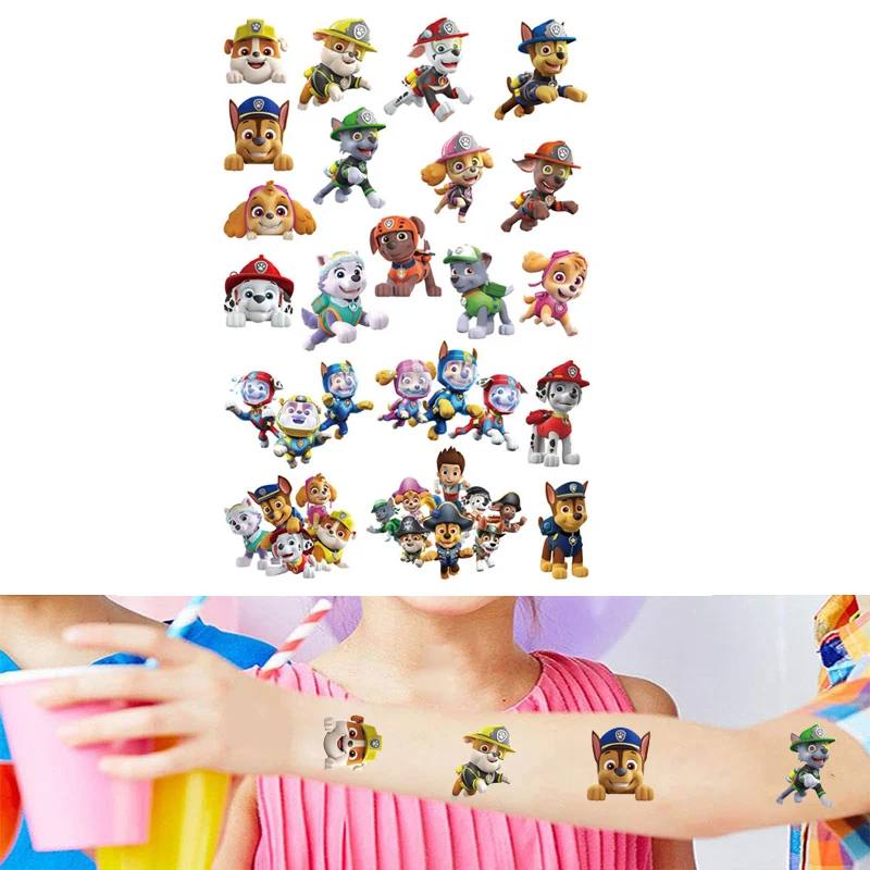 

New Paw Patrol Cartoon Tattoo Toys Waterproof Stickers Anime Action Figure Pattern Patrouille Children Party Gift Wholesale