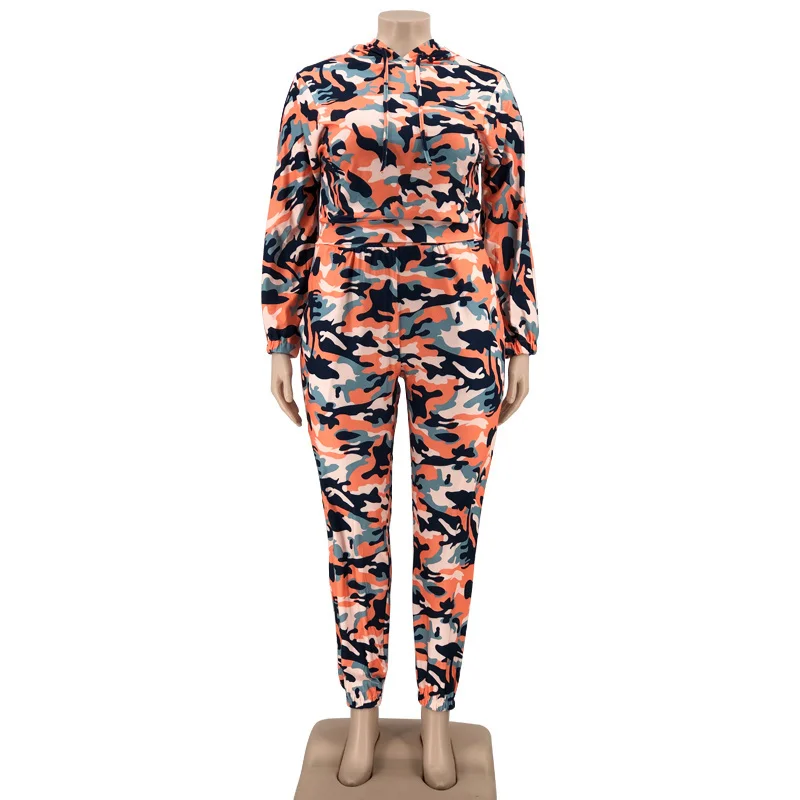 Plus Size Camouflage Two Piece Set Women Clothing Sweatsuit Sweatpants Sets Casual Jogger Fitness Outfits Who 3xl 4xl 5xl 6xl