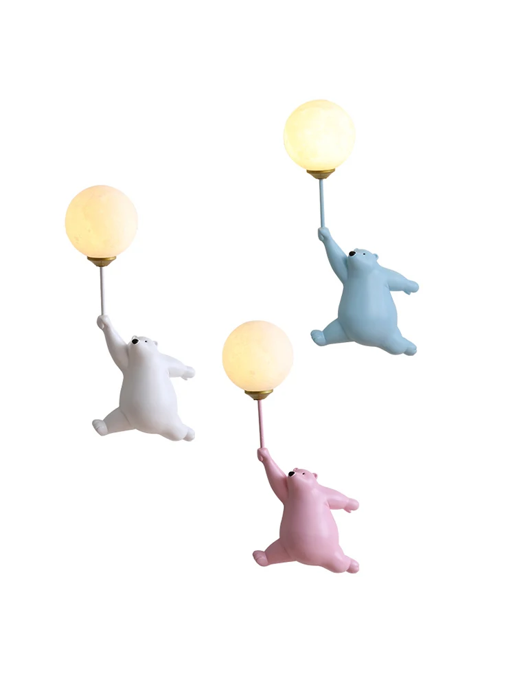 Cartoon Polar Bear LED Sconce Light Creative Wall Lighting Lampe Murale for Family Theme Hotel Kid Children Bedroom Wall Lamps