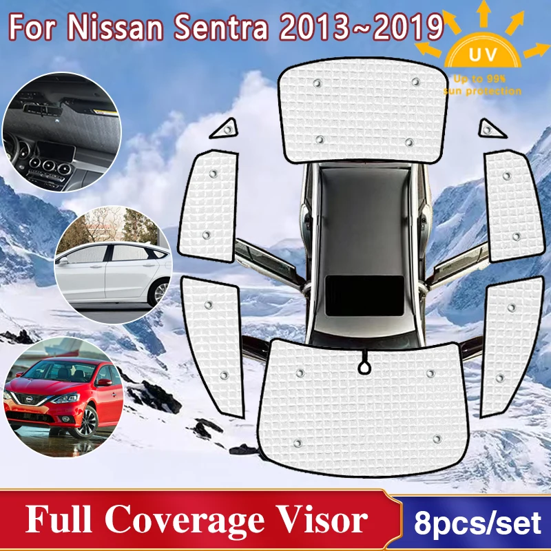 

Full Covers Sunshades For Nissan Sentra B17 Accessories 2013~2019 Mk7 Windshield Side Windows Sun Protection Anti-UV Visor 2014
